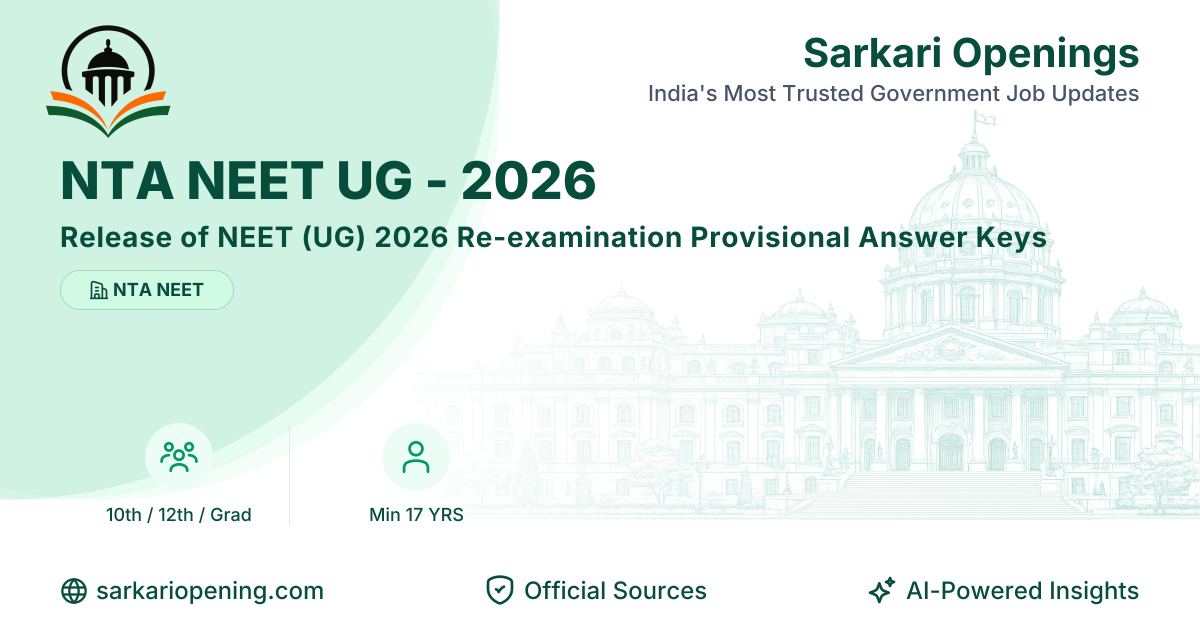 NTA NEET UG - 2026 NEET (UG) 2026 Re-examination Provisional Answer ...